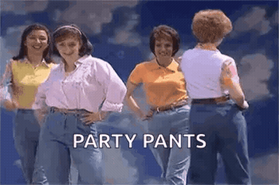 Women In Party Pants Dancing Together GIF