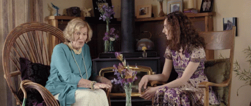 Women In Purple Dress And Blue Shirt GIF