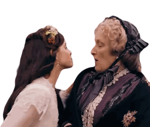 Women Kissing In White And Purple Dresses Sticker