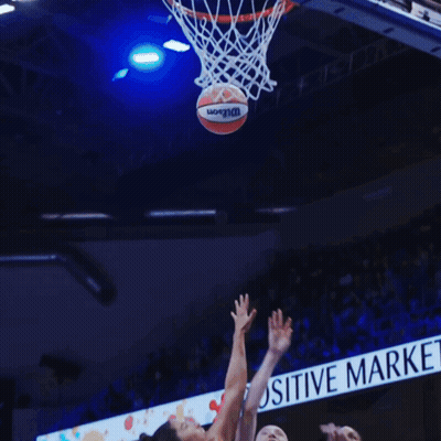 Women Playing Basketball In Front Of A Sign That Says ' Osf ' On It GIF
