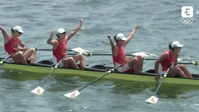 Women Rowing Boat With Letter L GIF
