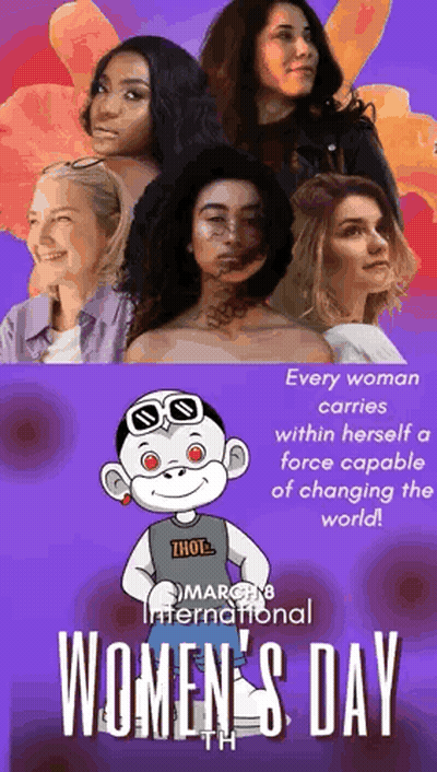 Women's Day Poster With Cartoon Character GIF
