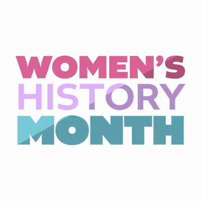 Women's History Month Logo In Pink And Blue Letters GIF