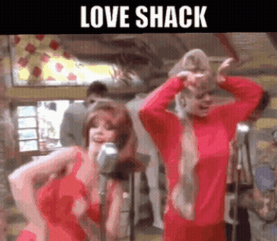 Women Singing Into Microphones Love Shack GIF
