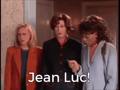Women Standing With Jean Luc GIF