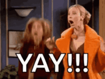 Women Standing With Mouths Open Saying Yay GIF