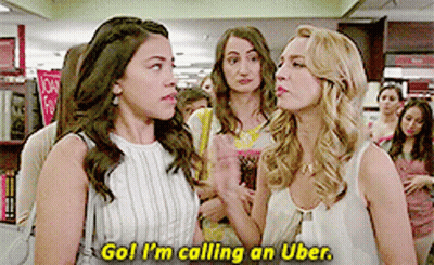 Women Talking And Calling Uber GIF