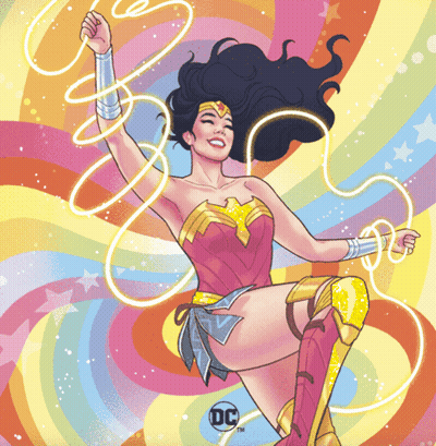 Wonder Woman Cartoon With DC Logo GIF