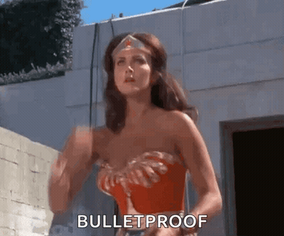 Wonder Woman Costume Woman Says Bulletproof GIF
