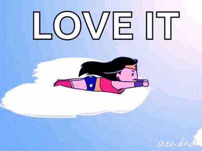 Wonder Woman Flying On Cloud Saying Love It GIF