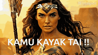 Wonder Woman Holding Spear Saying Kamu Kayak Tai GIF