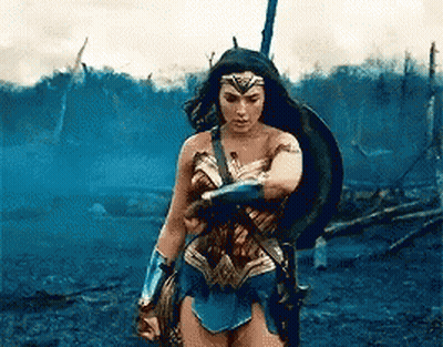 Wonder Woman Holding Sword And Shield GIF