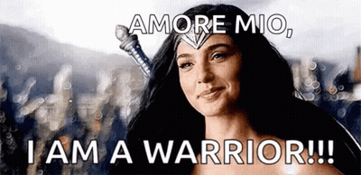 Wonder Woman Smiling Holding Sword Amore Mio GIF