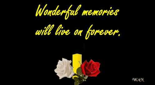 Wonderful Memories Will Live On Forever With A Yellow Candle And Two Roses GIF