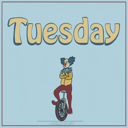 Wonderful Tuesday Clown Riding Unicycle GIF