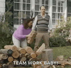 Wood Cutting Couple Doing Team Work Baby GIF