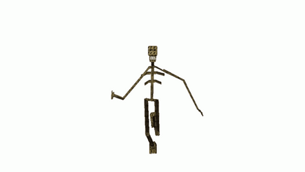 Wood Skeleton Running Towards Camera GIF