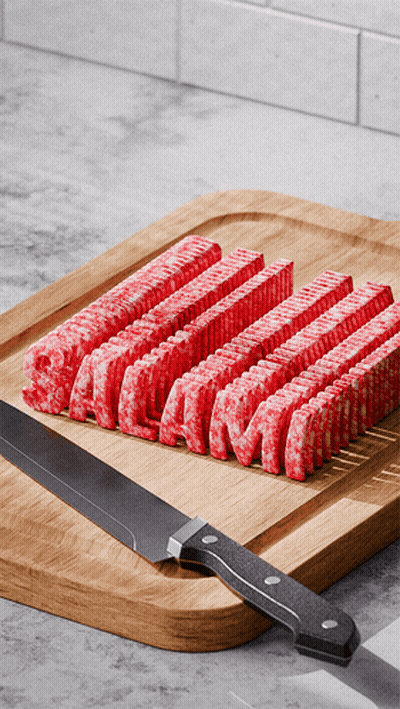 Wooden Cutting Board With Salami Text GIF