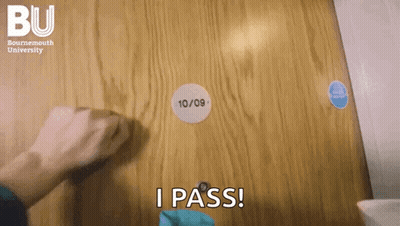 Wooden Door With 10/09 Sticker GIF