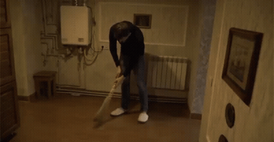Wooden Door With Sticker A GIF