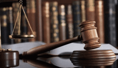 Wooden Judge's Gavel With Scale Of Justice GIF