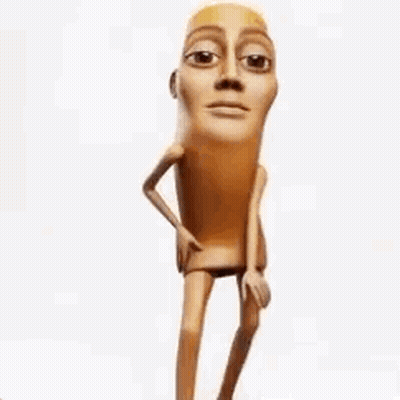 Wooden Man Statue With Long Head And Legs GIF