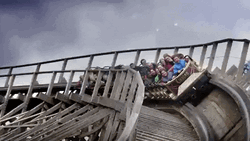 Wooden Roller Coaster Winter Ride GIF