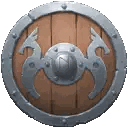 Wooden Shield With Metal Rim And Dragons Sticker