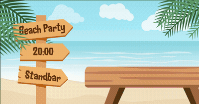 Wooden Sign On Beach Says Beach Party At 20:00 GIF