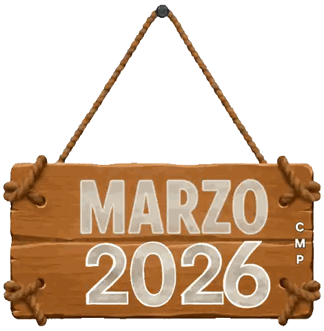 Wooden Sign Saying Marzo 2026 Sticker