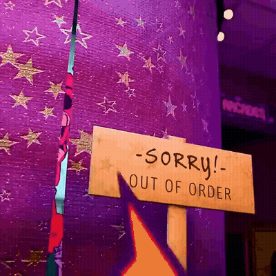 Wooden Sign Saying Sorry Out Of Order GIF