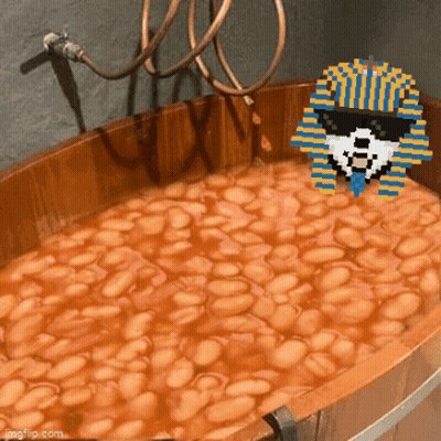 Wooden Tub Filled With Baked Beans GIF