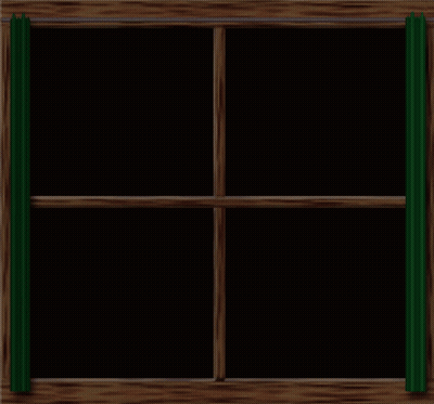 Wooden Window With Green Curtains GIF