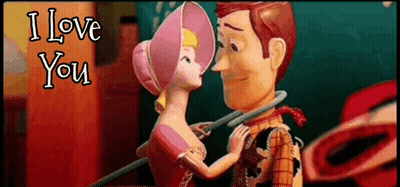 Woody And Bo Peep From Toy Story Are Kissing In A Cartoon . GIF
