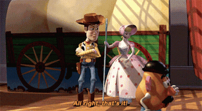 Woody And Bo Peep From Toy Story Are Standing Next To Each Other GIF