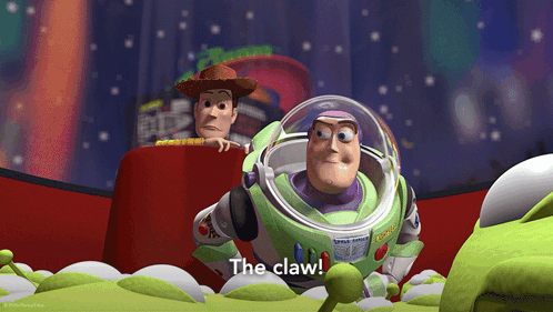 Woody And Buzz Lightyear From The Movie Toy Story Are Talking To Each Other GIF