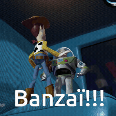 Woody And Buzz Lightyear From Toy Story Banzai GIF