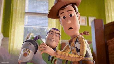 Woody And Buzz Lightyear Looking At Each Other GIF