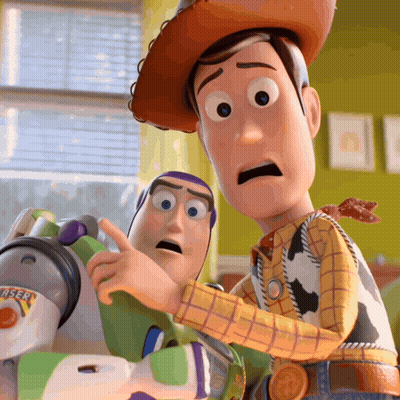 Woody And Buzz Lightyear Looking GIF