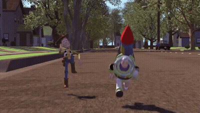 Woody And Buzz Lightyear Running GIF