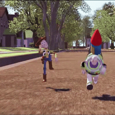 Woody And Buzz Lightyear Running GIF
