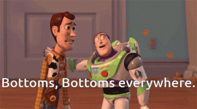 Woody And Buzz Lightyear Saying Bottoms Bottoms Everywhere GIF
