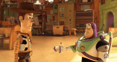 Woody And Buzz Lightyear Shaking Hands GIF