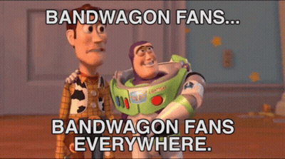 Woody And Buzz Lightyear Talk Bandwagon Fans GIF