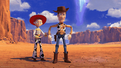 Woody And Jessie From Toy Story In Desert GIF