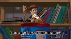 Woody Announcement Toy Story GIF