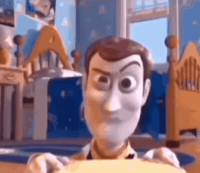 Woody From Toy Story Is Holding A Piece Of Paper In His Hands In A Bedroom . GIF