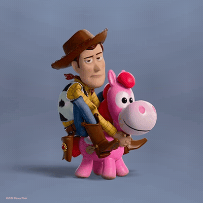 Woody From Toy Story Is Riding A Pink Horse GIF