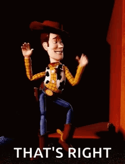 Woody From Toy Story Is Standing Next To A Wall With His Arms Outstretched And Says `` That 'S Right '' . GIF