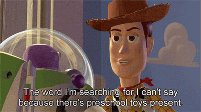 Woody From Toy Story Is Talking To Buzz Lightyear About Preschool Toys GIF